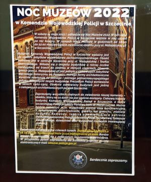 plakat - zaproszenie na Noc Muzeów w KWP w Szczecinie