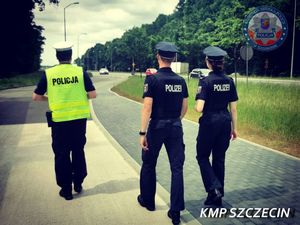 Stażyści niemieckiej policji  podczas służby szczecińskiej drogówki