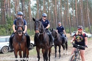 policjanci na koniach patrolują tereny leśne