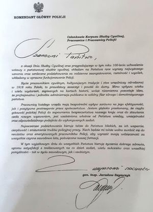 list Komendanta Głównego Policji